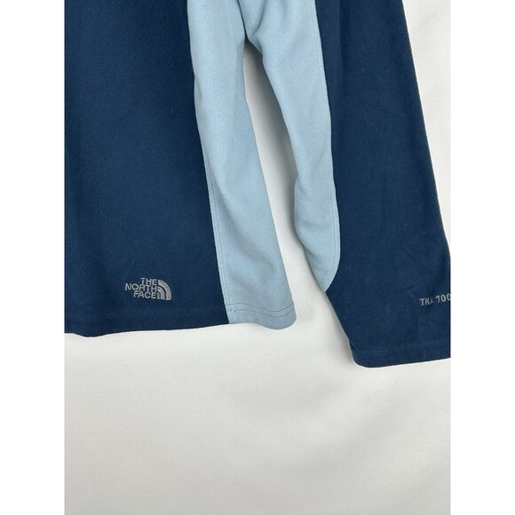 The North Face Womens Large  1/4 Zip Fleece TKA 100 Pullover Navy and Light Blue - Picture 11 of 11